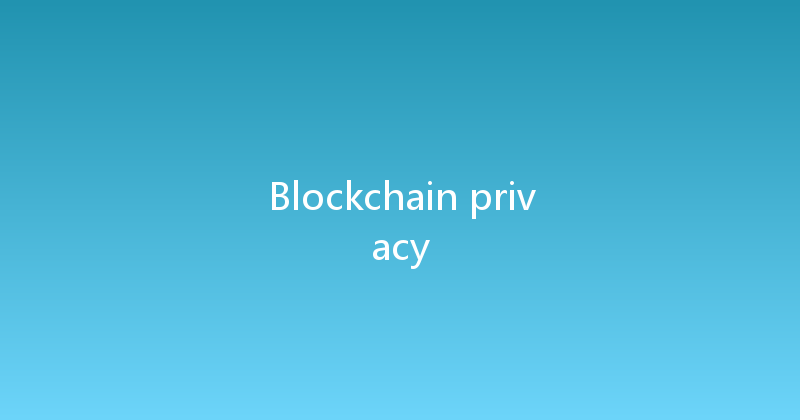Blockchain privacy 